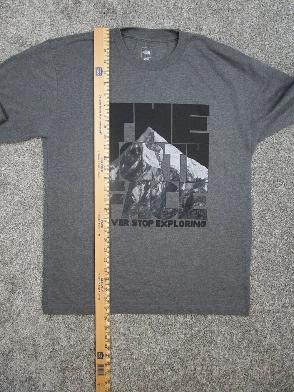 North Face Shirt Men Medium Gray Graphic Print Never Stop Exploring Long Sleeve